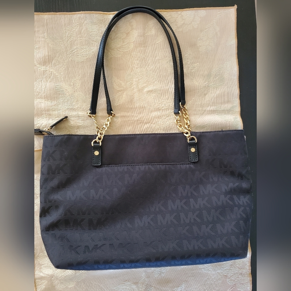 Michael Kors Black Tote Bag with Gold Accents